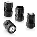 Black textured tire valve stem cap covers with Mercedes-Benz star logo, set of 3