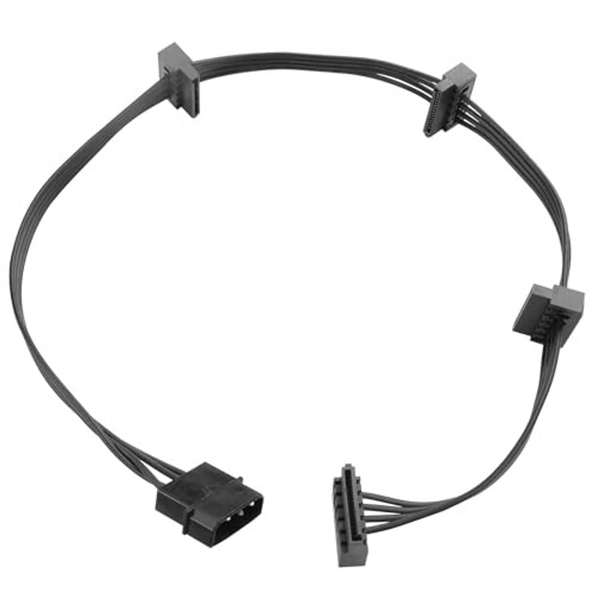 Power expansion cable with Molex 4-pin male and SATA 15-pin female headers, black