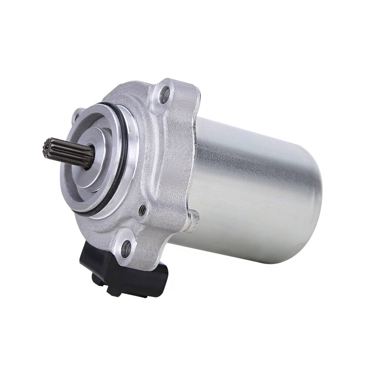 Shift motor with silver housing and side mounting bracket, three-quarter view