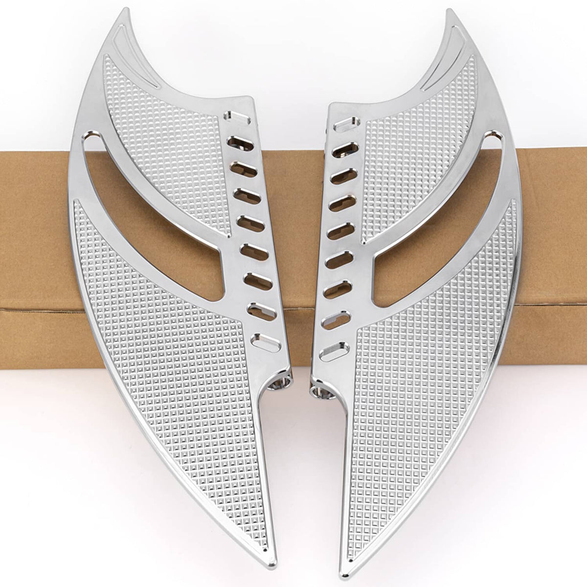 Pair of driver and passenger CNC floorboards, diamond texture with elongated mounting slots