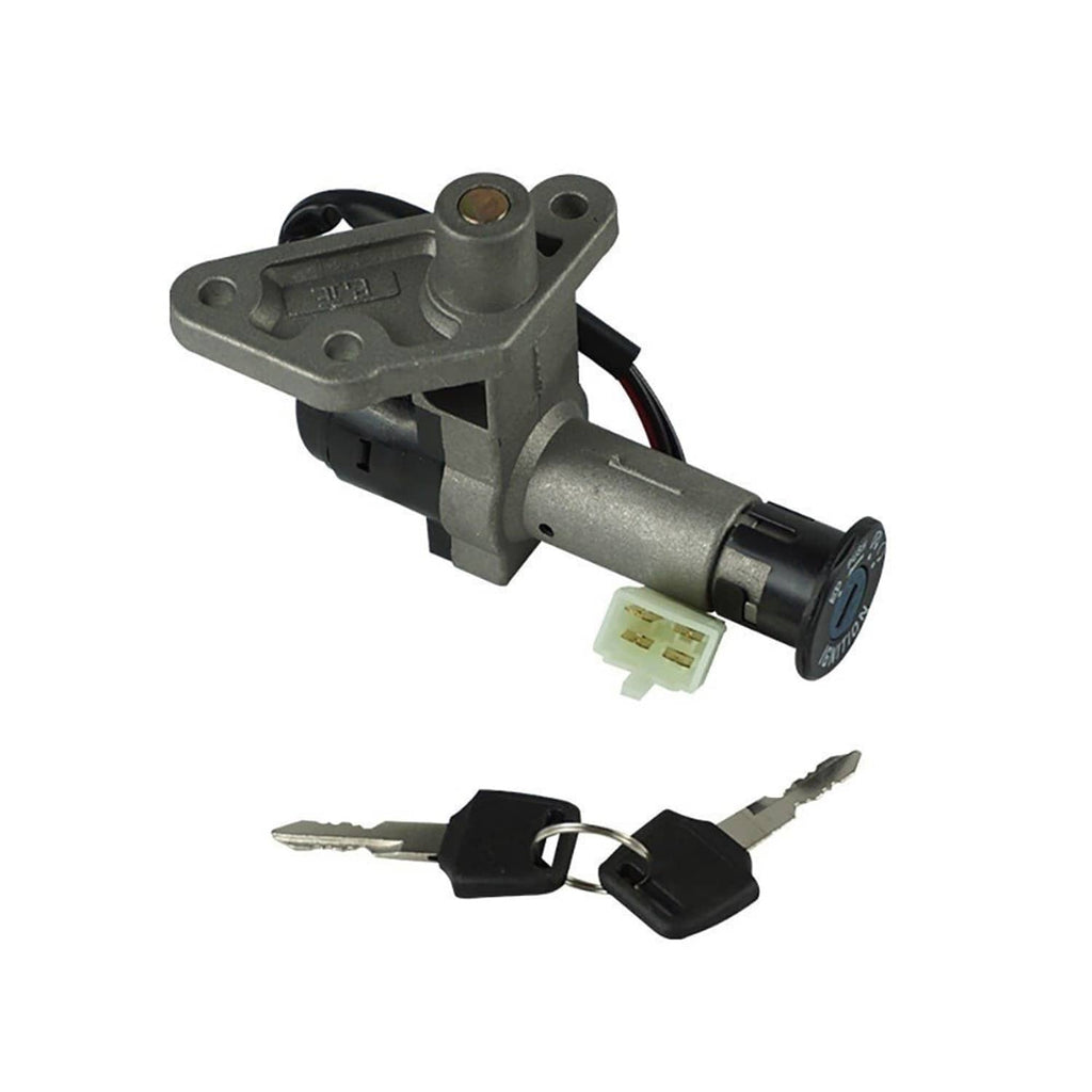 Ignition switch assembly with cylinder, wiring plug, and two cut keys