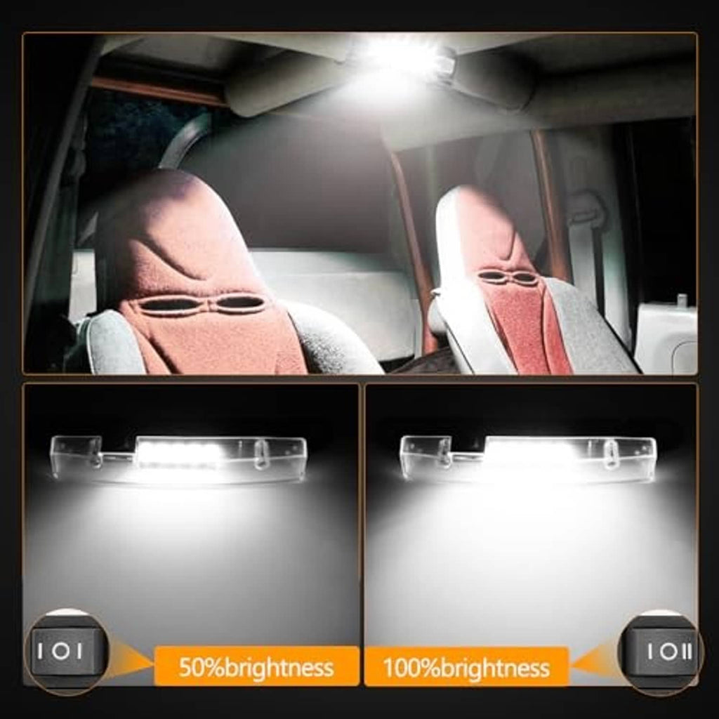 Clear-lens LED light bar emitting bright white light for vehicle interior use