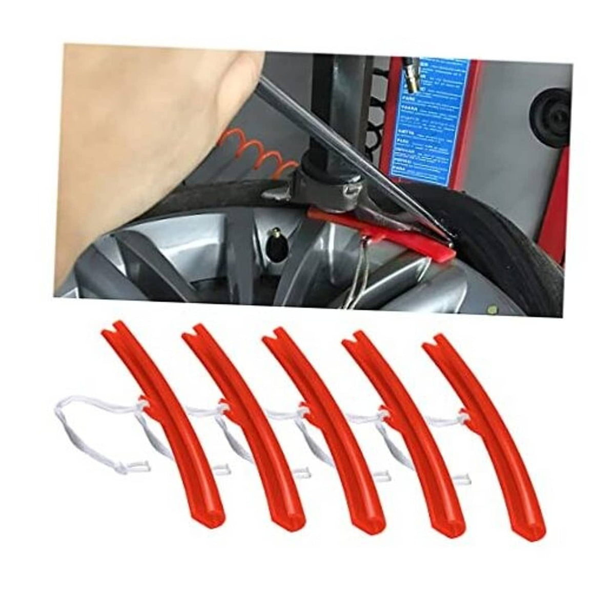 Red wheel rim saver set of 5 for tire changing, protects wheel lips