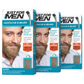 Mustache and beard dye product boxes with included brush, multiple packages shown.