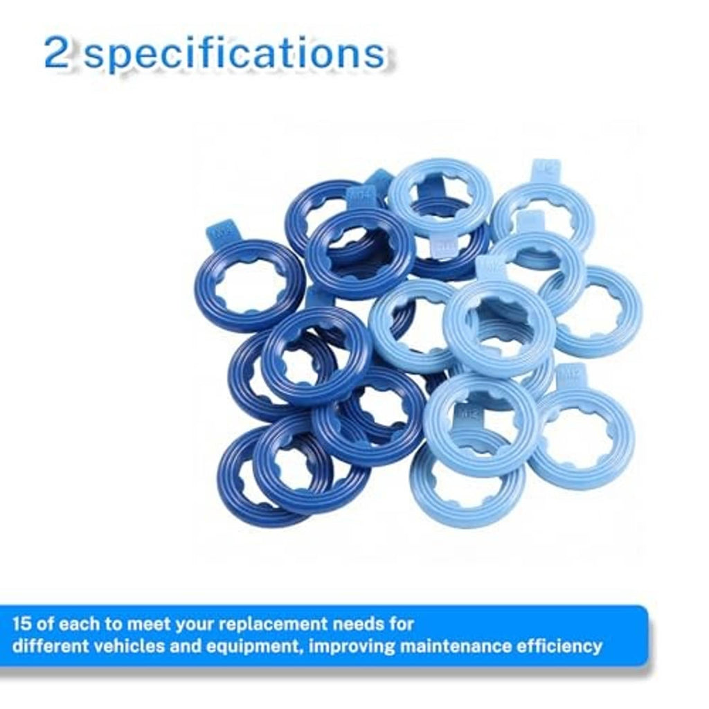 30-piece kit of blue nylon rib drain plug gasket rings