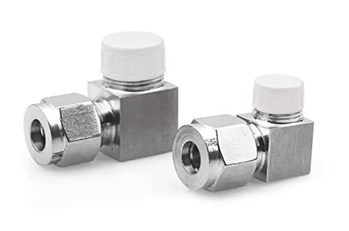 White PVC pipe plug adapter with chrome threaded end and white ridged cap