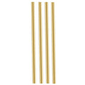 Set of four 5mm brass round rods, polished gold finish, straight and smooth.