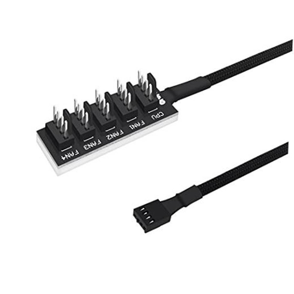 PC PWM fan splitter extension cable with 5-way 4-pin male connector PCB and leads