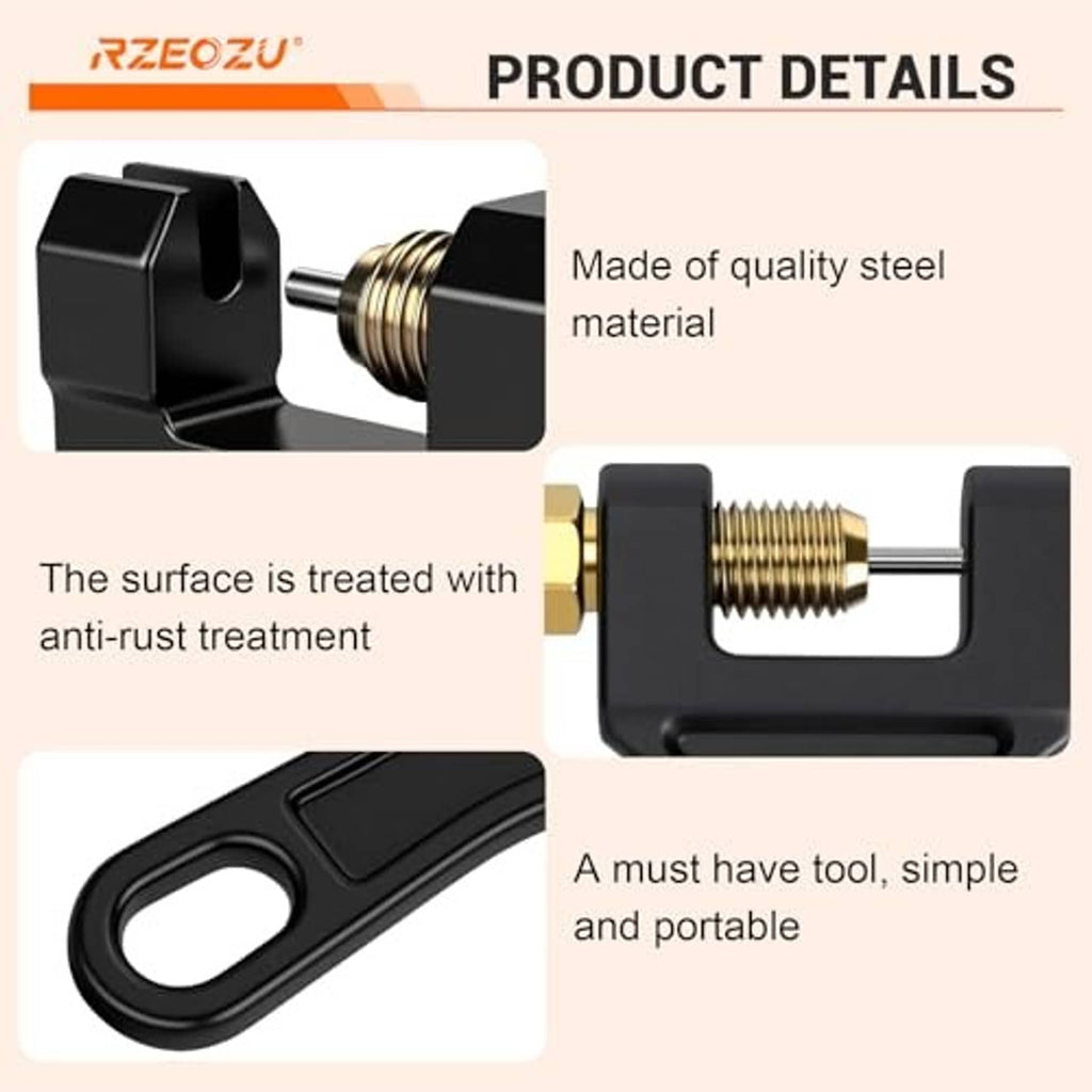 Chain breaker tool product details showing steel screw, anti-rust coating, and carry loop