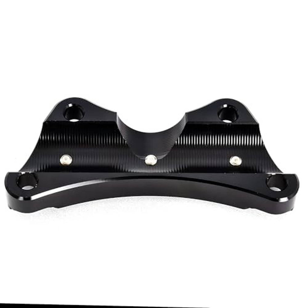 Black motorcycle riser base plate with textured center and four mounting holes
