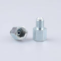 Brake line thread adapter fittings set with silver hex couplers, male and female ends