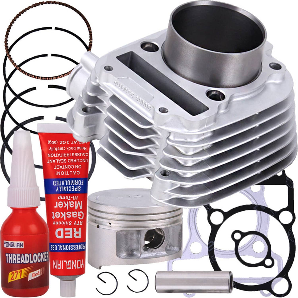 ATV cylinder and piston rebuild kit with rings, gaskets, wrist pin, and sealant