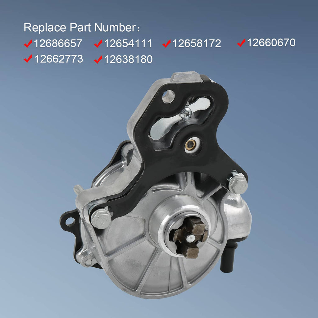 Brake vacuum pump with metal body, black mount bracket, and threaded mounting bolts