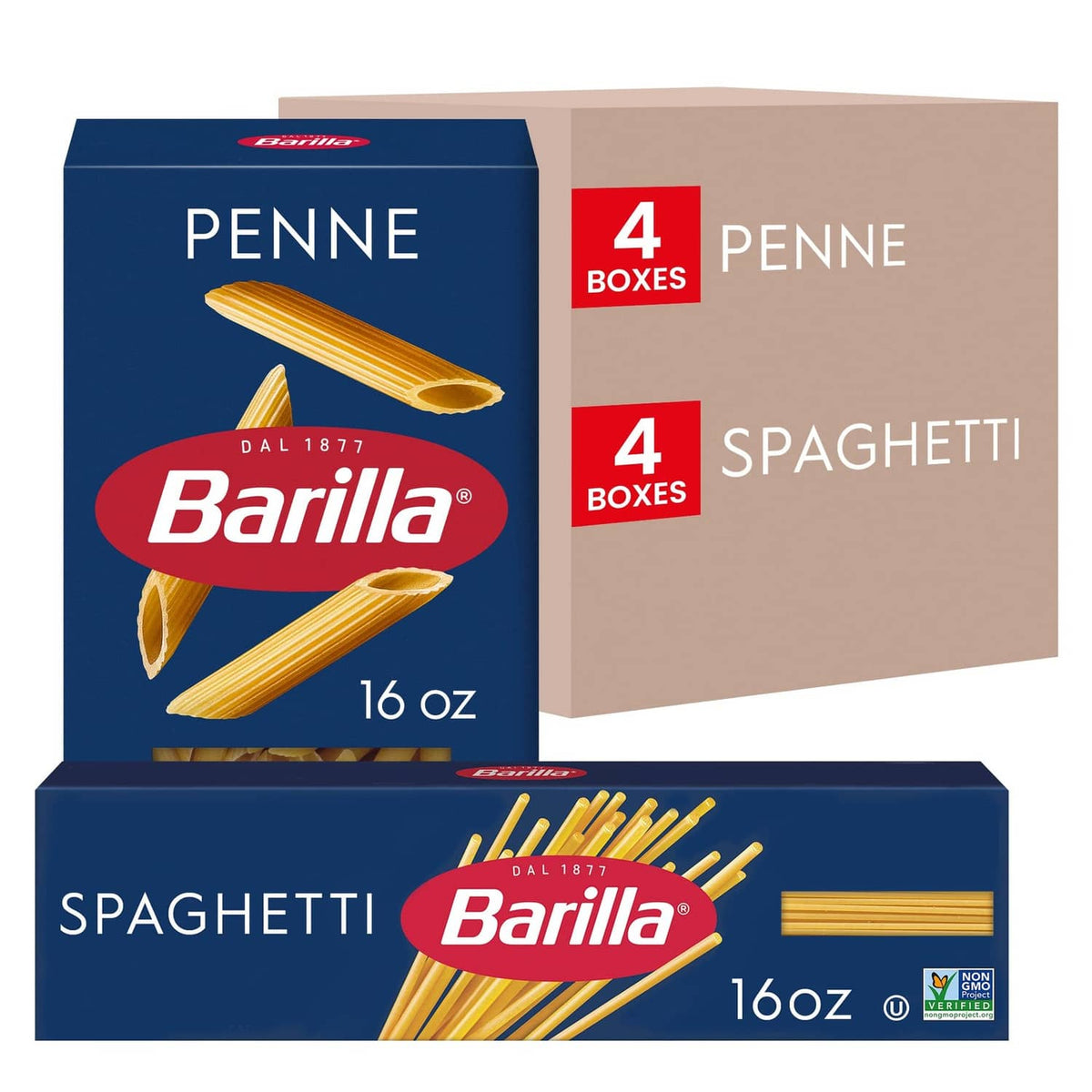 Barilla penne and spaghetti pasta variety pack, 16 oz boxes (4 penne, 4 spaghetti)