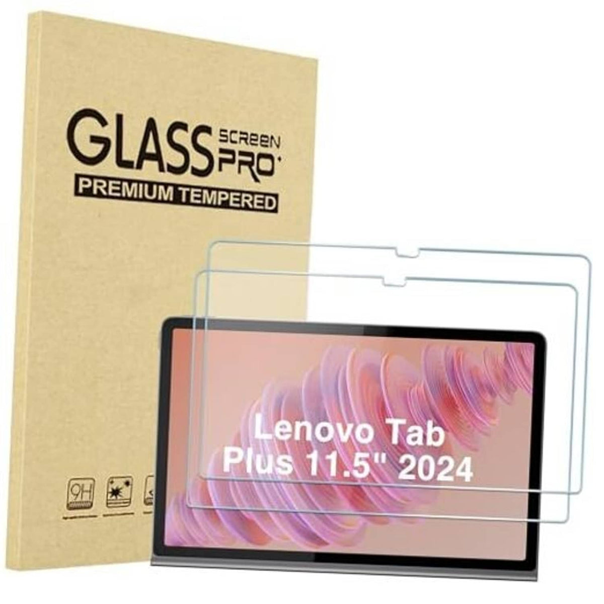 Tempered glass screen protector set for 11.5-inch Lenovo Tab Plus 2024, 2-pack