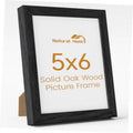 Black oak 5x6 picture frame with glass front, standing easel support