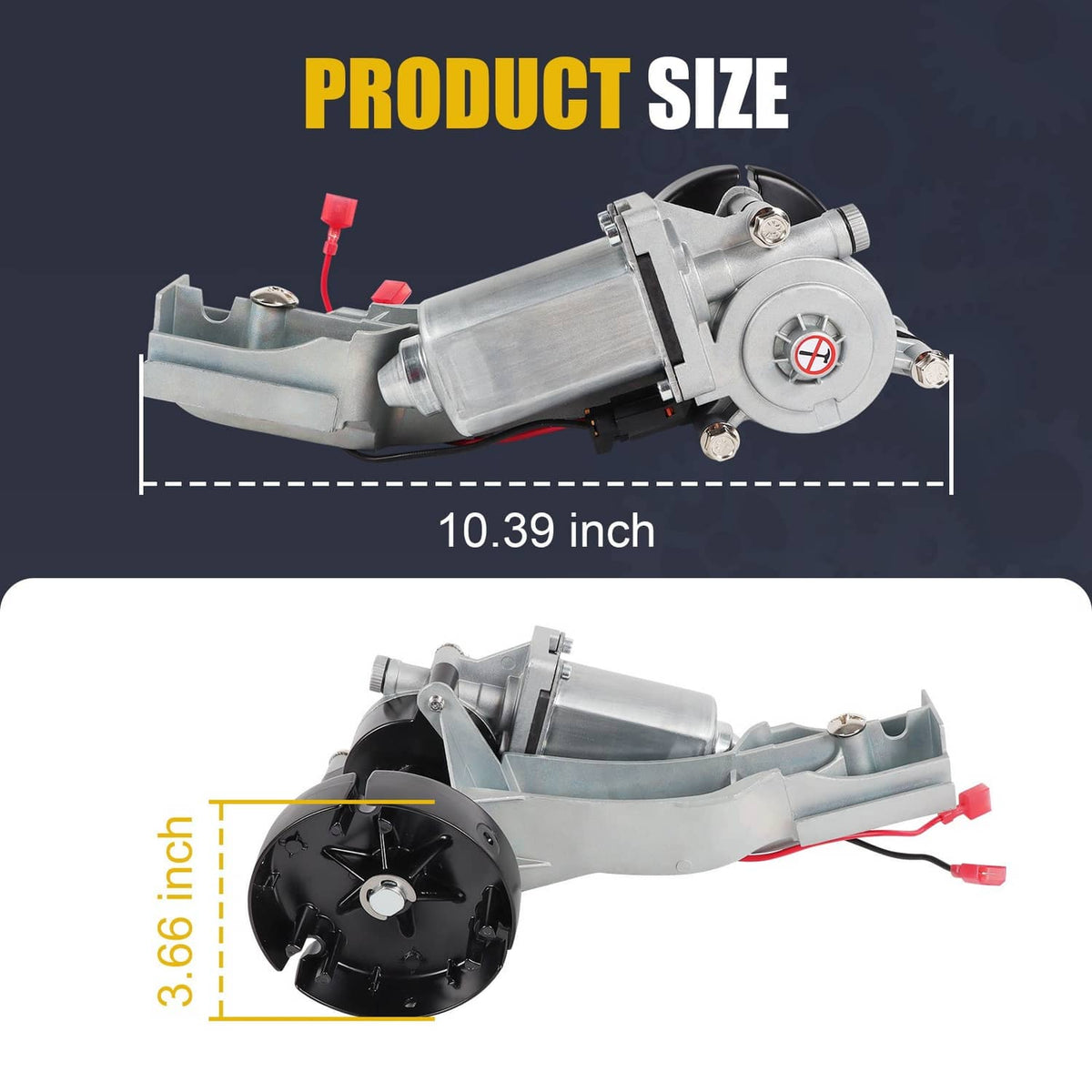 RV awning motor drive repair kit assembly, silver housing with black side mount