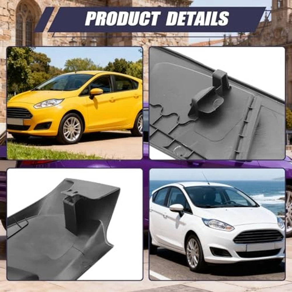 Front driver-side seat shield outer cover, dark gray molded cover with clips and round hole.