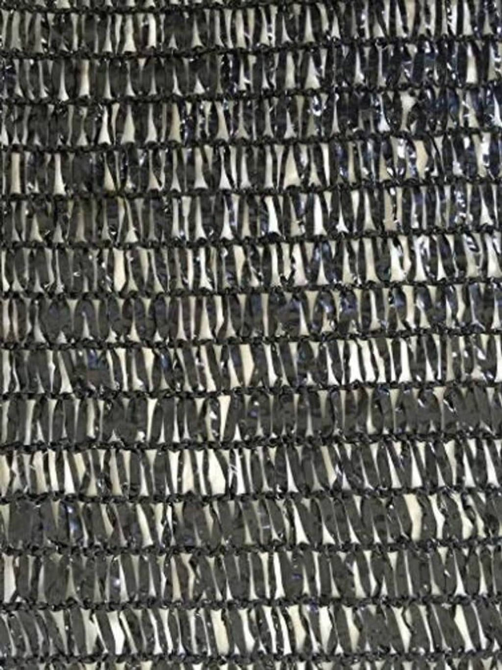 Black woven mesh shade panel fabric with repeating grid pattern