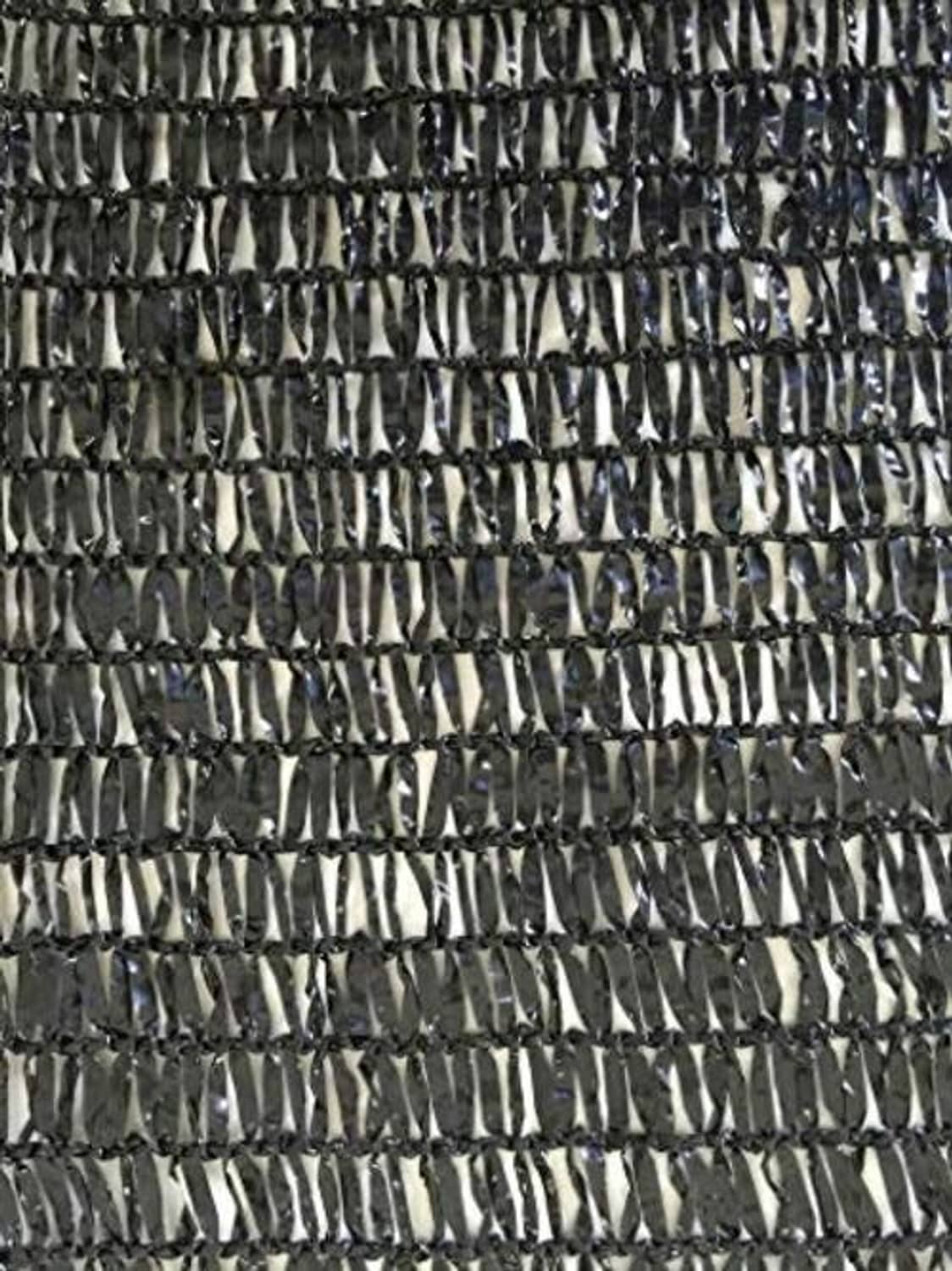 Black woven mesh shade panel fabric with repeating grid pattern