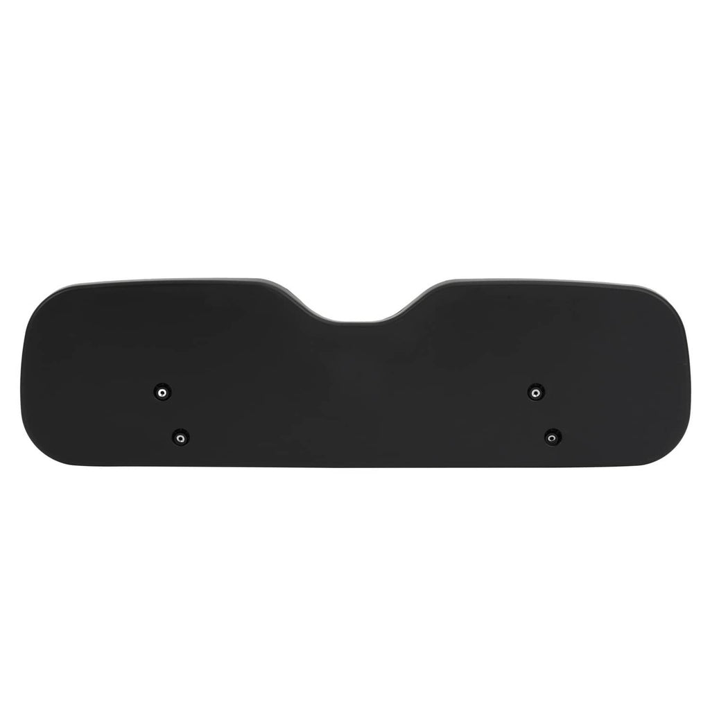Black golf cart seat cushion insert with two-sided notch and four mounting holes