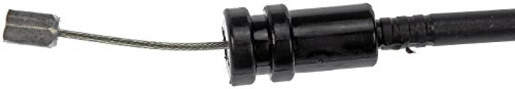 Black hood release cable close-up with metal crimp connector sleeve