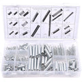 Zinc-plated spring assortment kit in clear organizer box with mixed hardware pieces