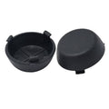 Pair of black rear bumper dome caps, shown with one cap open for fitment clips