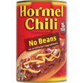Hormel chili can, No Beans label, 15g protein