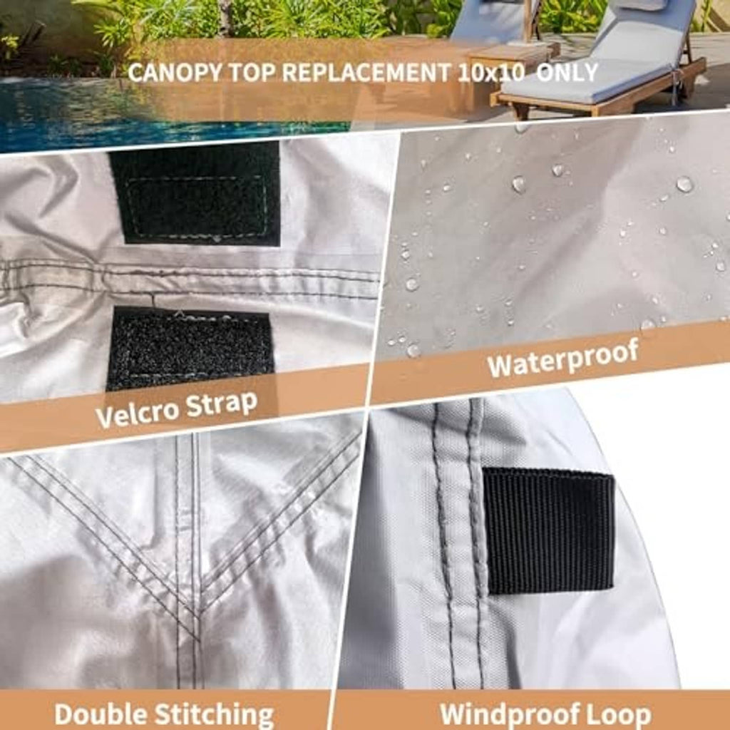 Khaki canopy top replacement fabric with Velcro strap and waterproof stitching