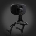 Black padded motorcycle backrest and sissy bar luggage rack with mounting bracket