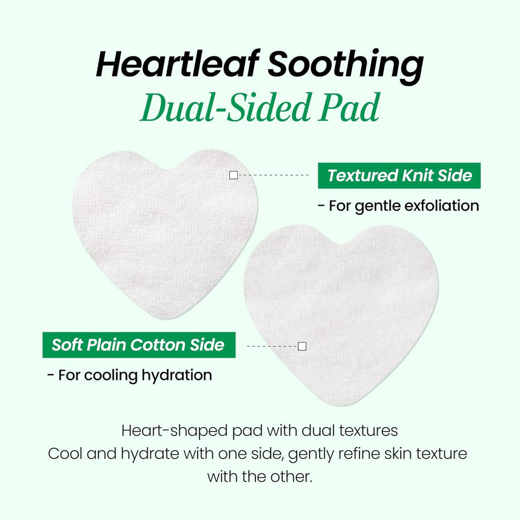 Dual-sided heart-shaped facial pads: textured knit side and soft plain cotton side