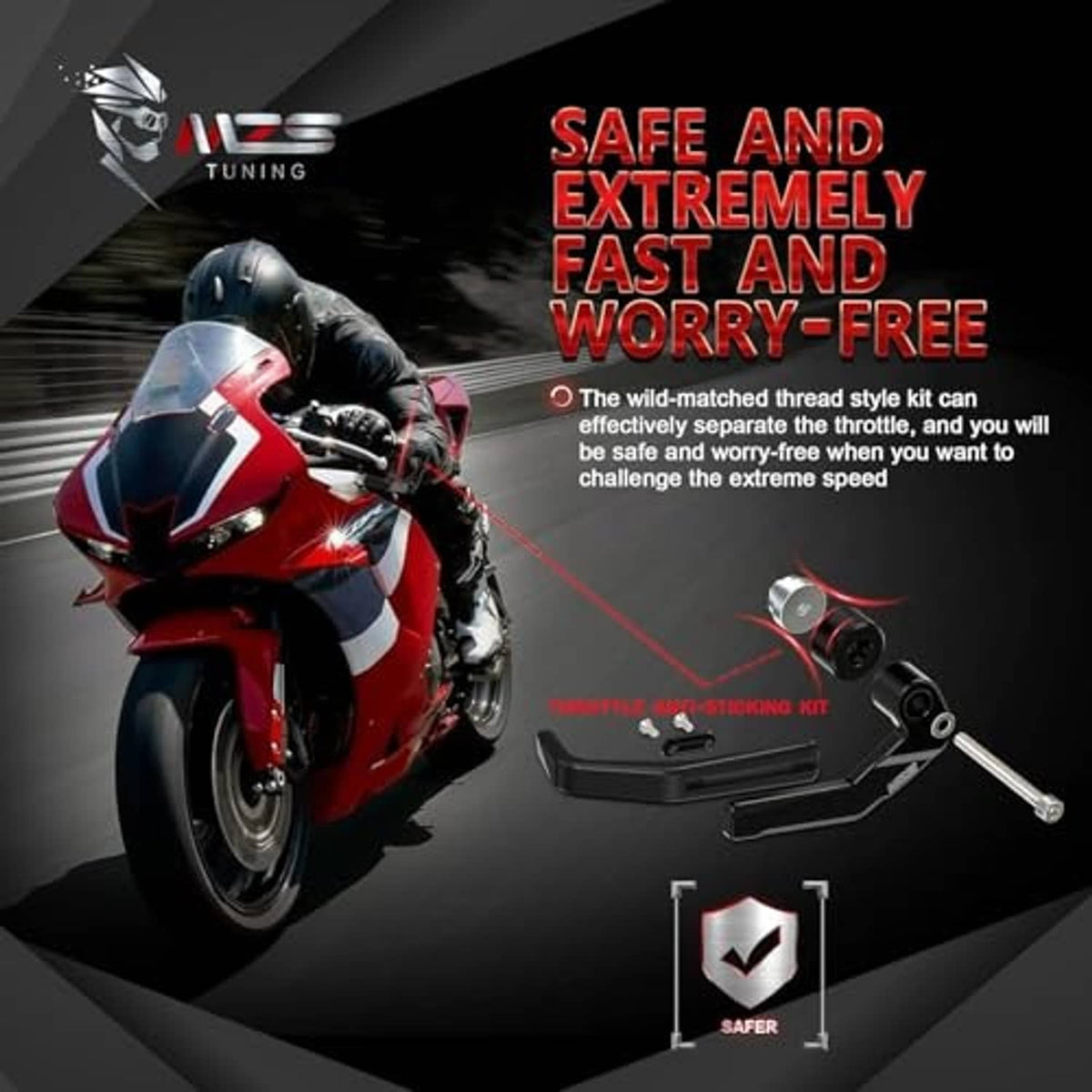Black motorcycle lever guards mounted on handlebar for extended clutch/brake protection