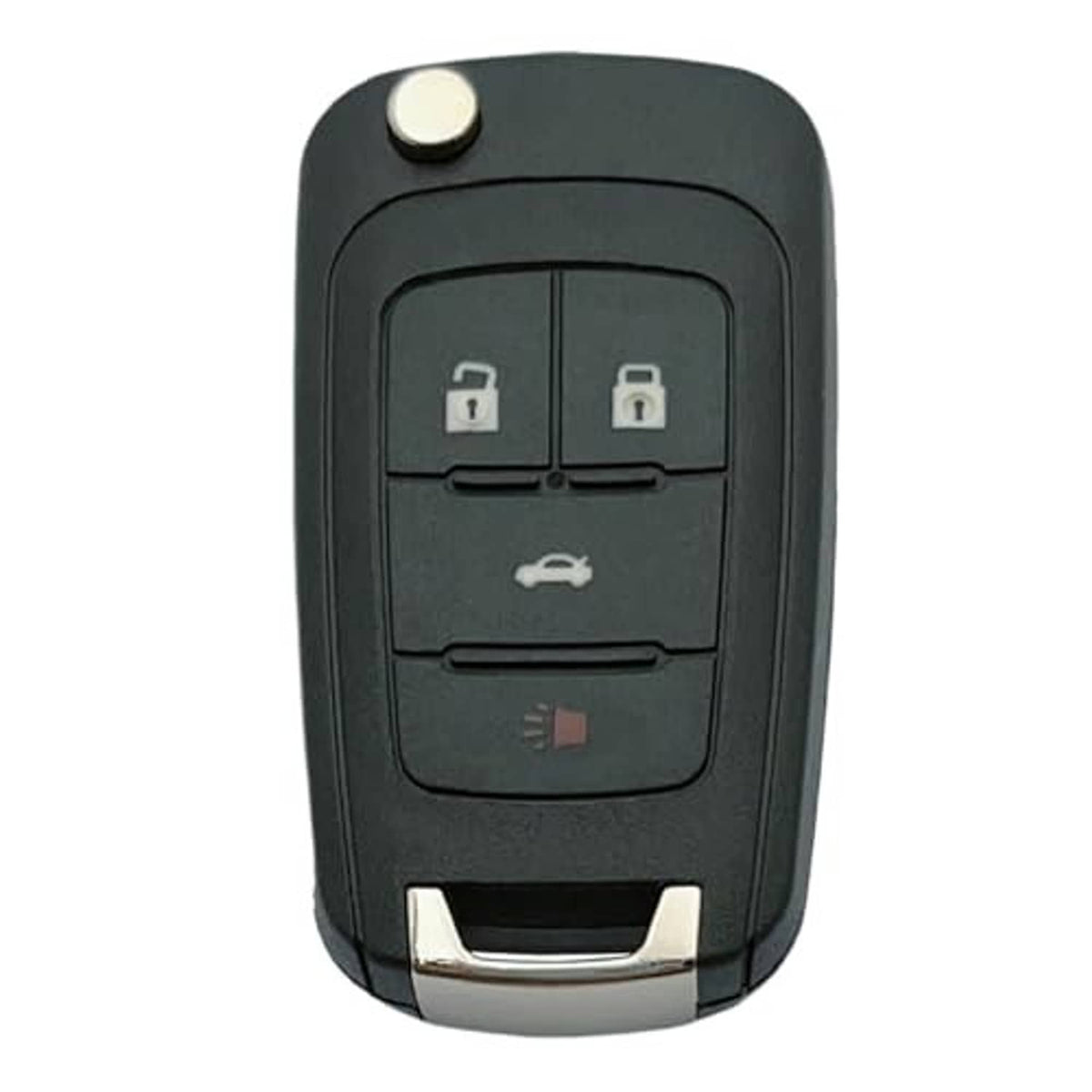 Black key fob shell case front with four button layout and metal key slot