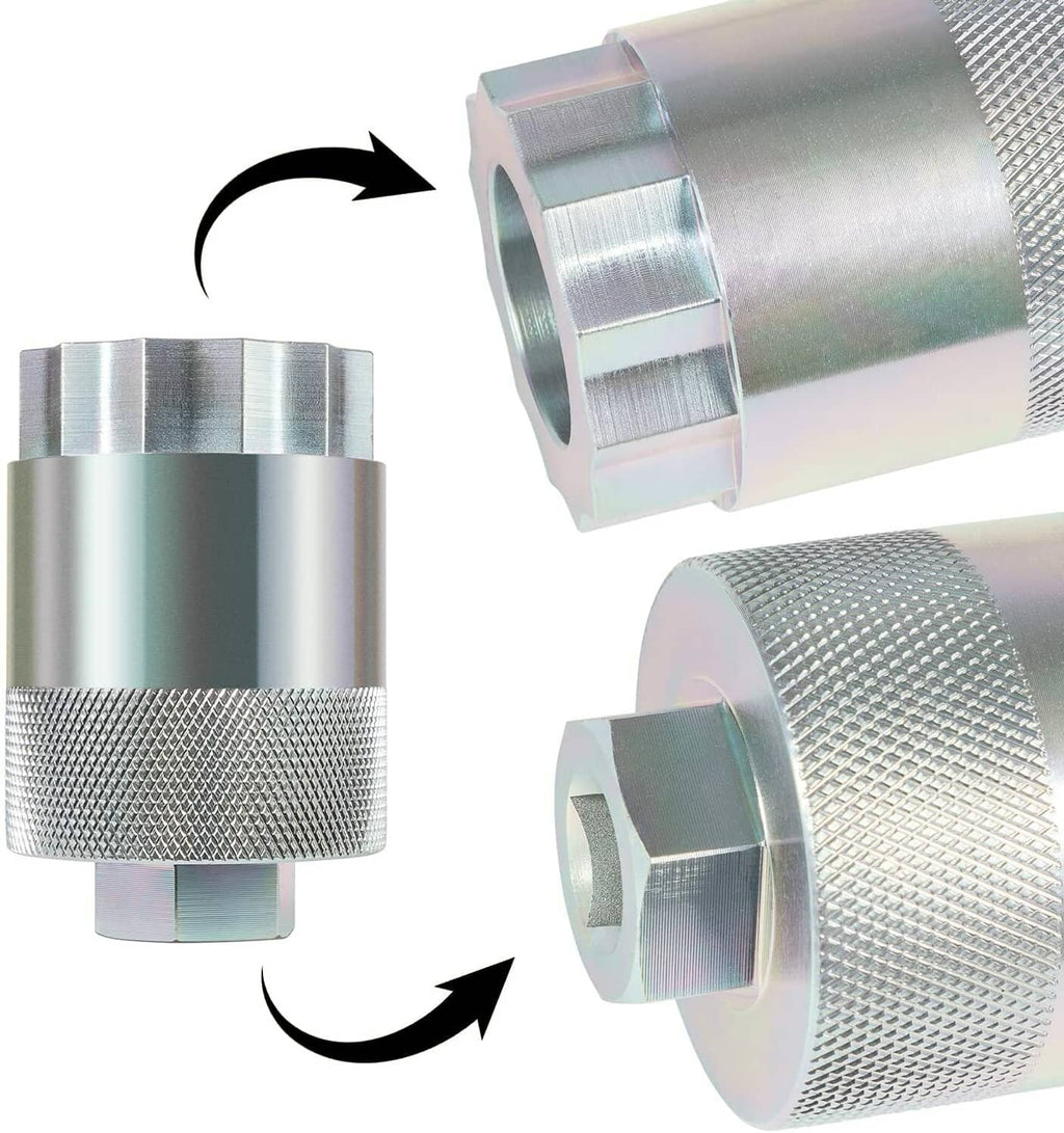 64mm rear differential pinion nut socket tool with textured knurl sleeve and hex end