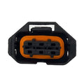 Throttle position sensor connector with orange inner terminals, black housing