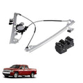 Front left power window regulator assembly with motor and power master switch controls