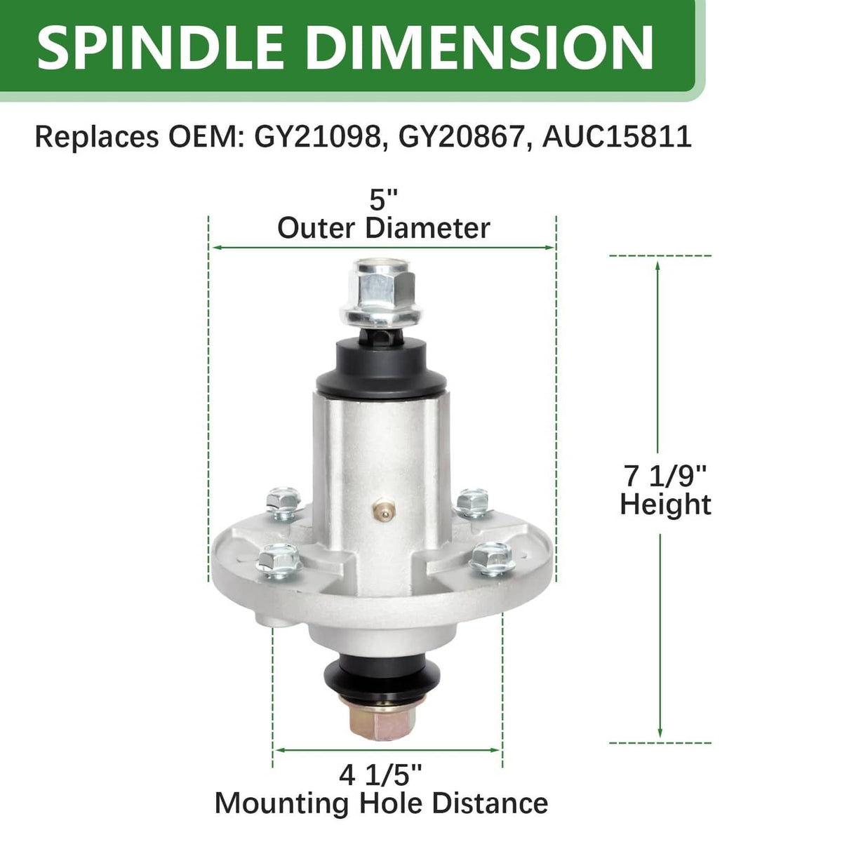 Lawn mower spindle assembly with mounting flange and center shaft