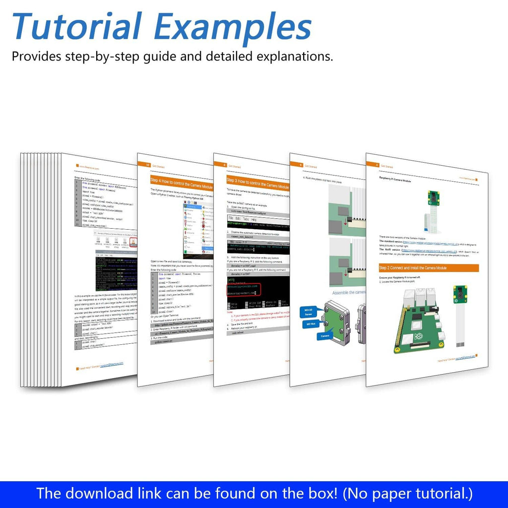 Tutorial guide pages with step-by-step wiring and setup diagrams