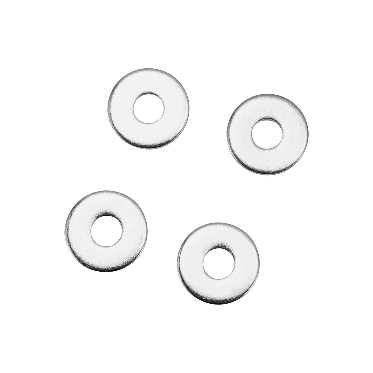 Four silver flat washers for suspension coilover mounting