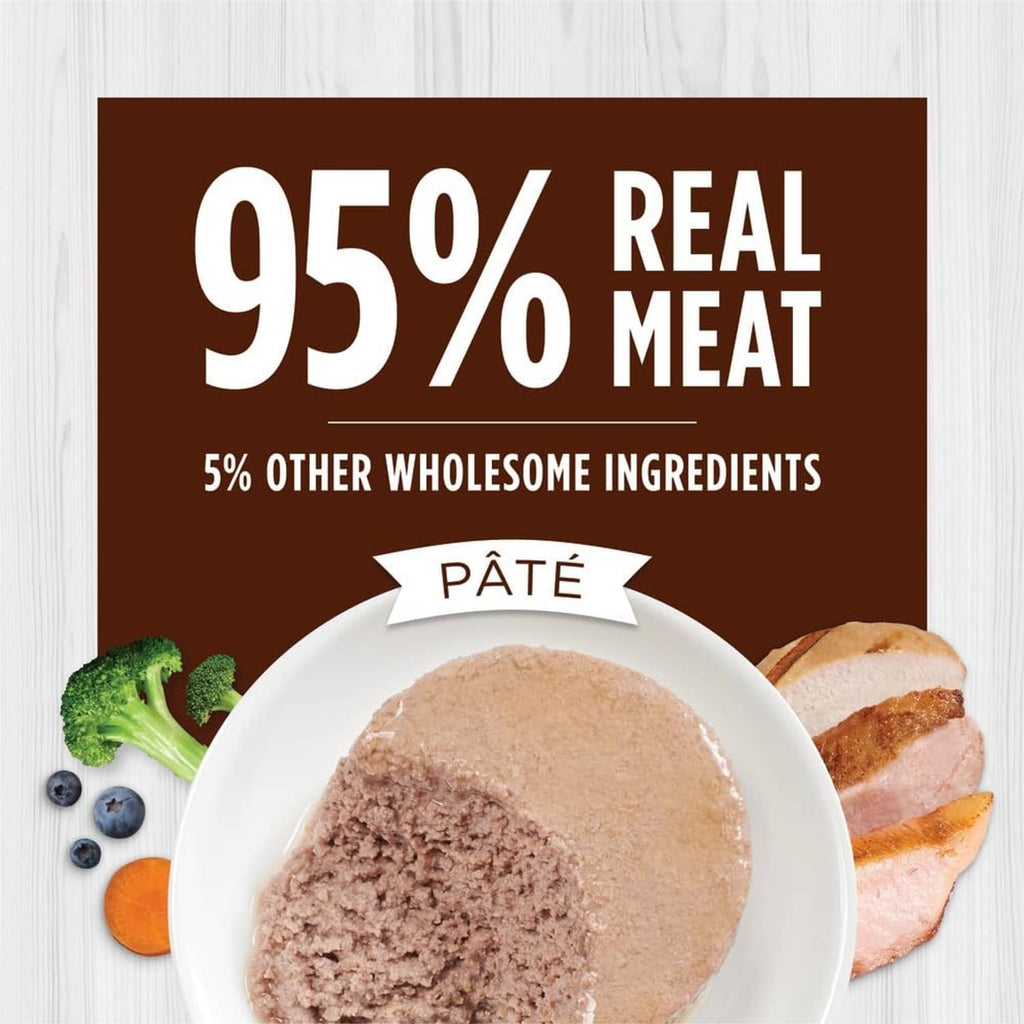 Instinct grain-free pate nutrition label with 95% real meat and other wholesome ingredients
