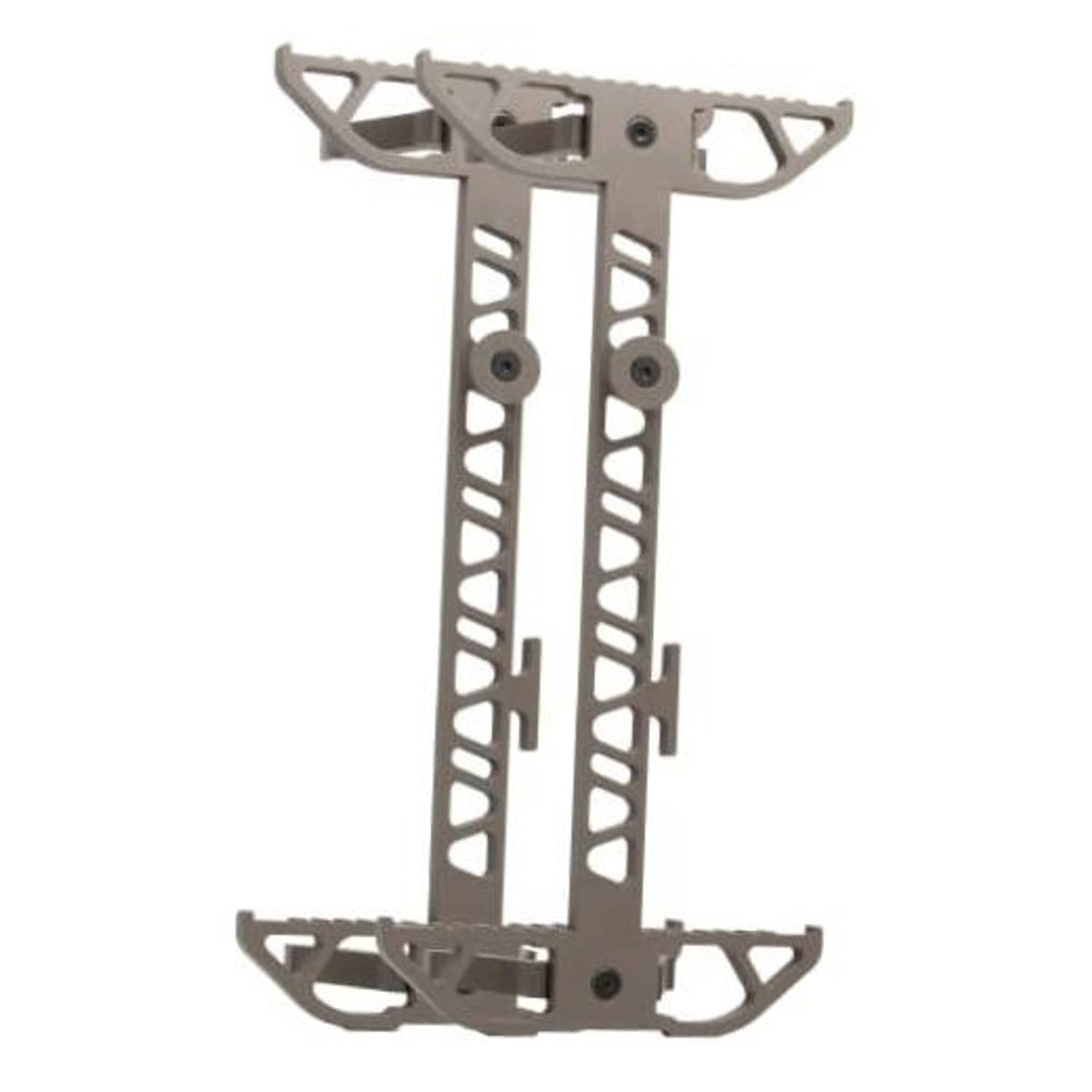 Brown aluminum climbing sticks with twin ladder rails and anti-slip handholds