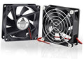 2-pack 80mm DC dual ball bearing cooling fans, black frames and blades with red leads