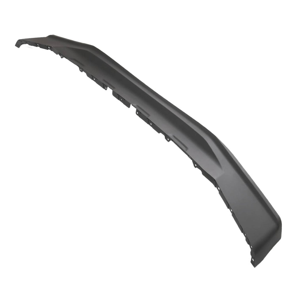 Front lower valance air-dam panel, dark black plastic with ribbed underside.