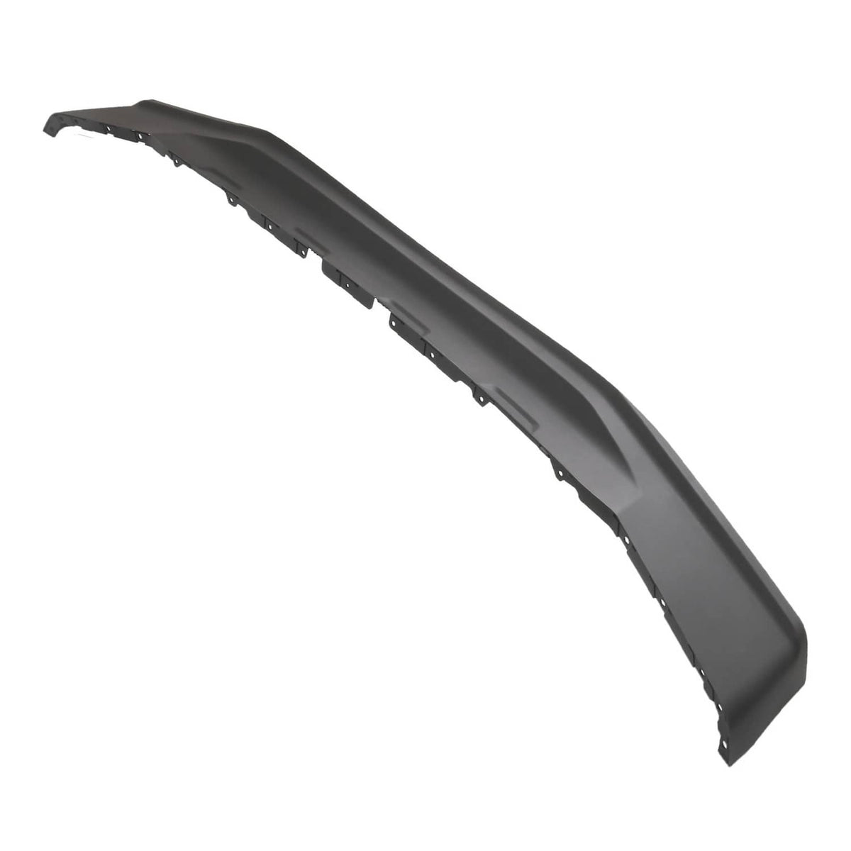 Front lower valance air-dam panel, dark black plastic with ribbed underside.