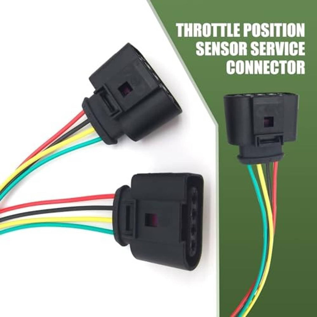 Set of two black throttle position sensor connectors with multicolor wire leads