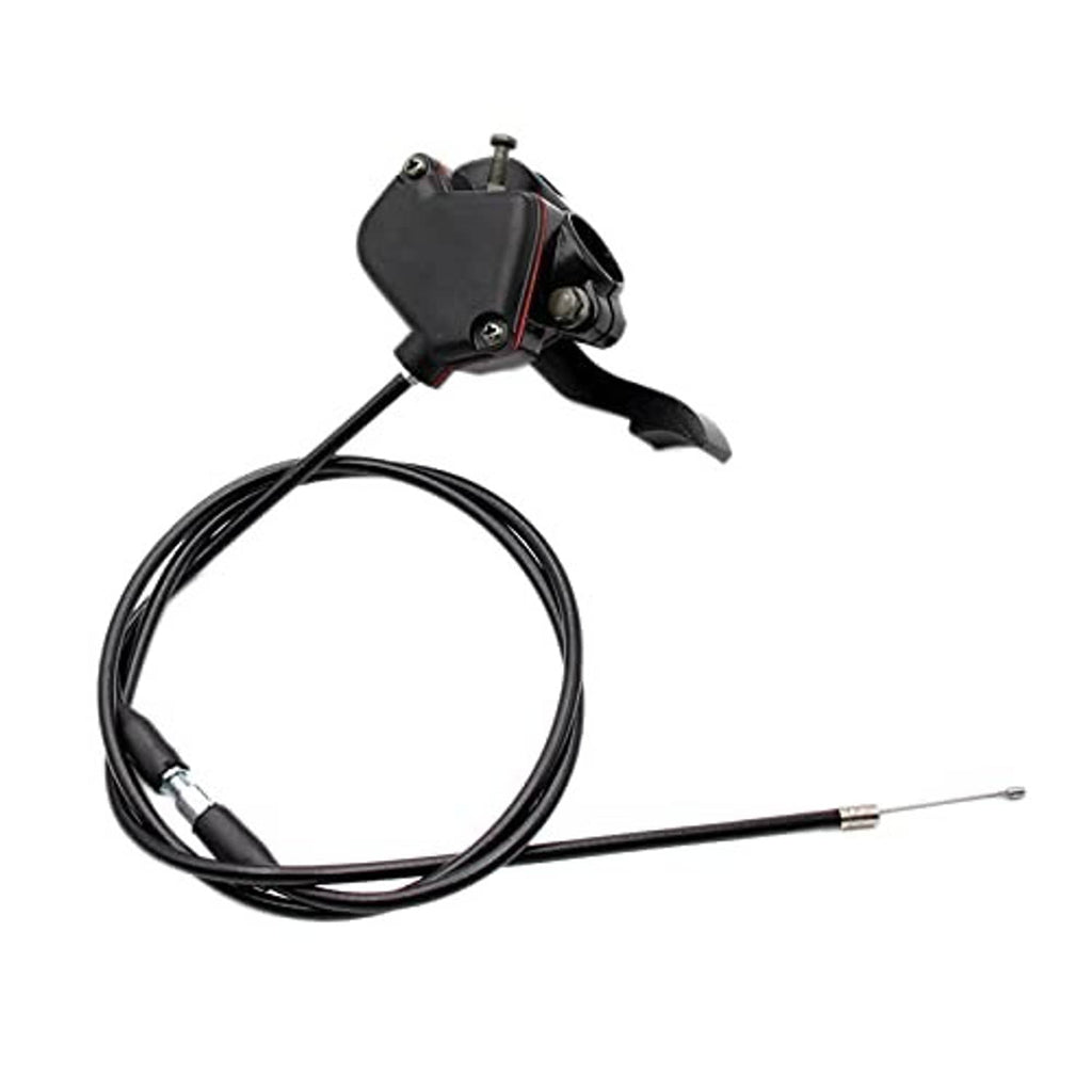 Black thumb throttle/brake lever with long control cable and metal wire tips