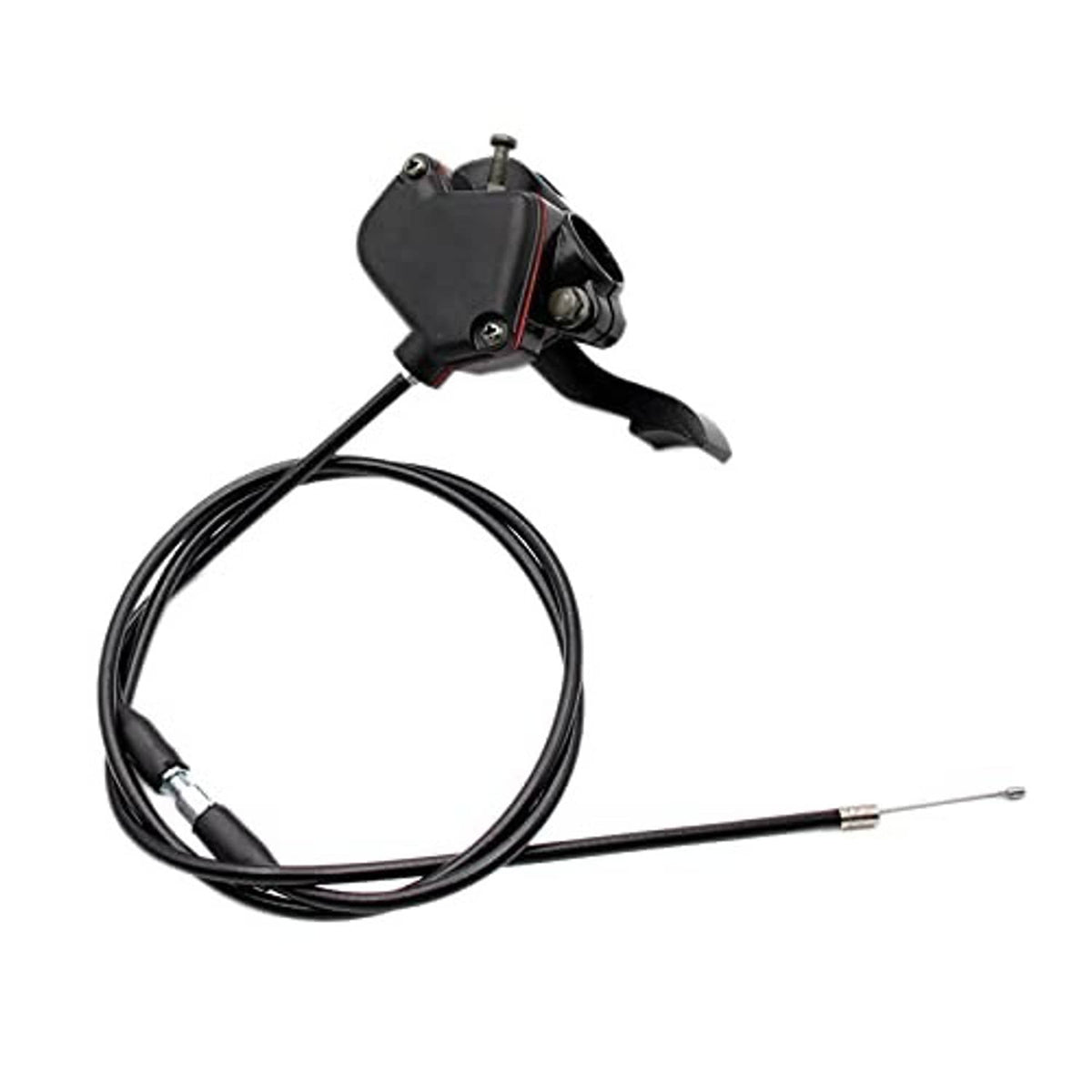 Black thumb throttle/brake lever with long control cable and metal wire tips