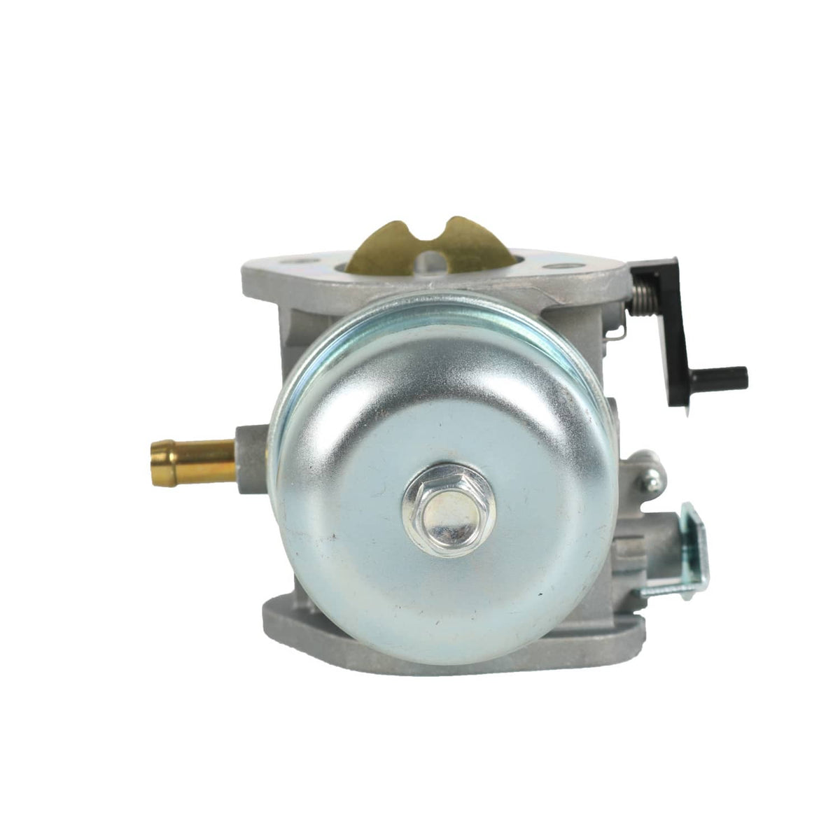 Carburetor with round air horn, visible diaphragm spring housing, and side outlet