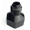 Black AN reducer fitting with hex base and threaded female port on top
